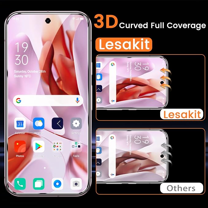 Lesakit 4 Pack for Google Pixel 9 Pro Screen Protector - Image 3