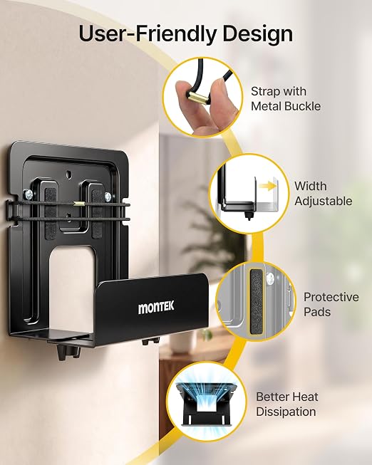 monTEK Adjustable Cable Box Mount up to 11 LBS, Modern Mount, Small Devices - Image 7