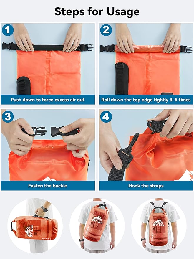 HEETA Dry Bag Waterproof for Women Men, 5L/10L/20L/30L/40L Roll Top Lightweight - Image 5