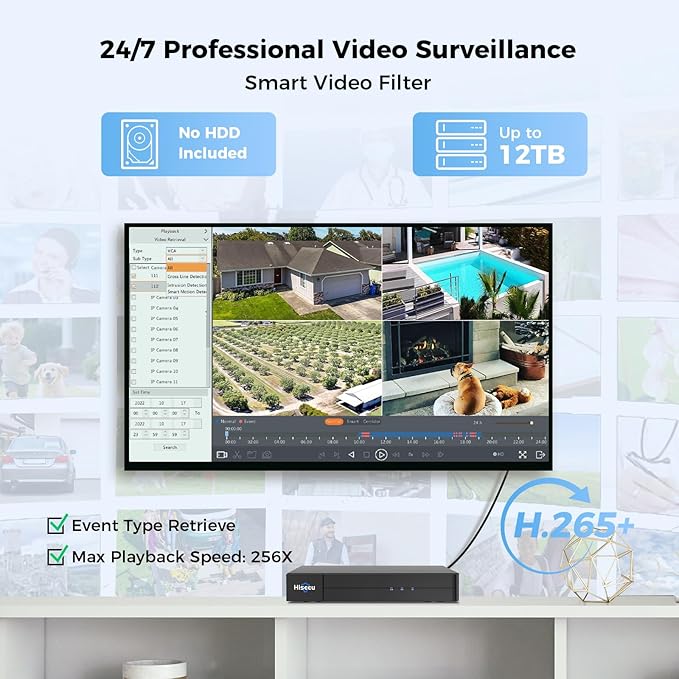 Hiseeu 12MP PoE NVR Network Video Recorder, Work - Image 6
