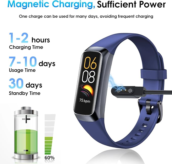 Fitness Tracker, 24/7 Heart Rate Blood Oxygen Blood Pressure Body Temp Monitor - Image 8