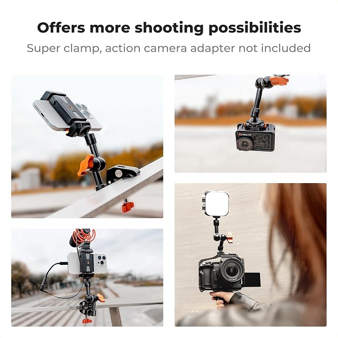 K&F CONCEPT 6" Magic Arm 1/4" Screw 360°Ballhead Articulating Mini Arm Mount - Image 6