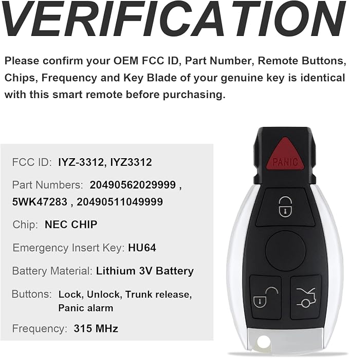 2PCS Keyless Entry Replacement Key Fob - Image 2