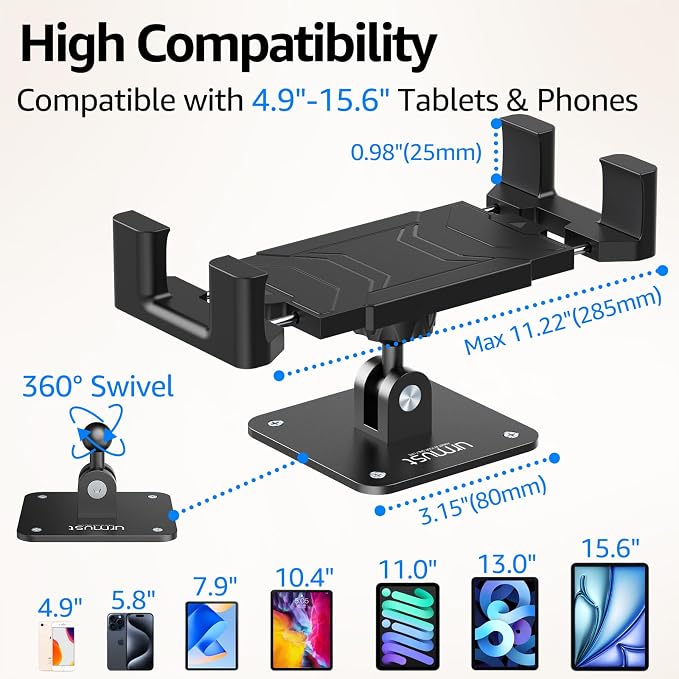 Urmust Universal Tablet Wall Mount Holder, 360° Adjustable, - Image 2