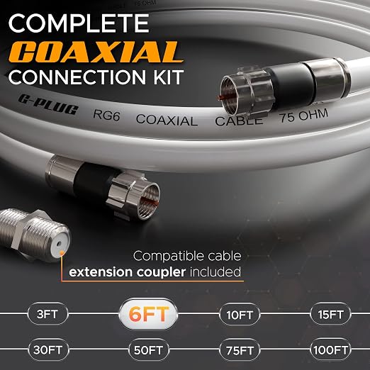 G-PLUG 6FT RG6 Coaxial Cable Connectors Set - Image 2