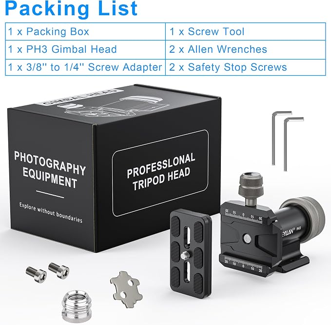 WEYLLAN PH3 MonoGimbal Head for Tripod Monopod, CNC All Metal Side Saddle - Image 7