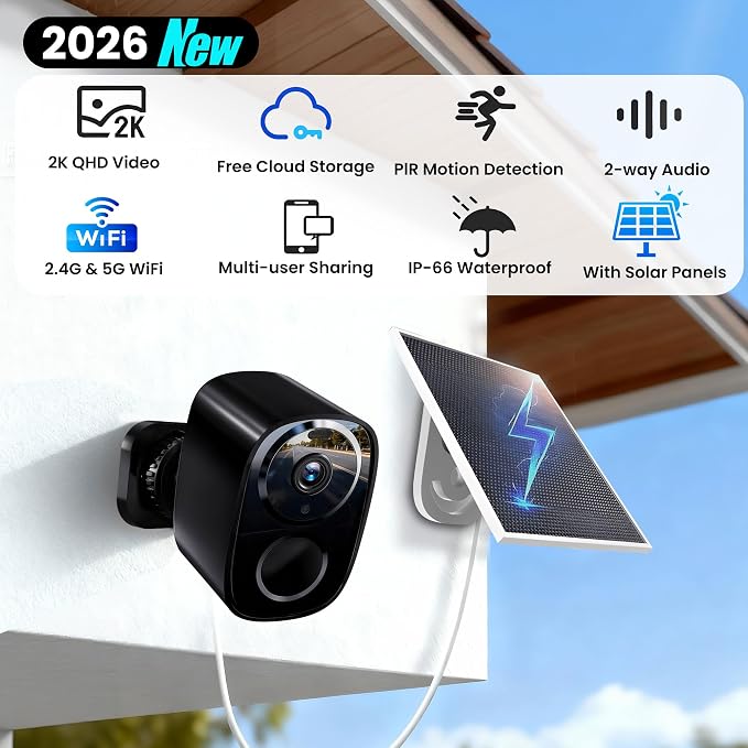realhide 2026 Upgraded 2K Wireless Outdoor Security Cameras - Image 2