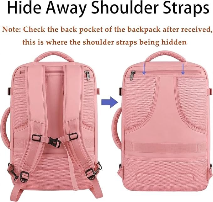MATEIN Pink Travel Backpack for Women, 40L Water Resistant Carry on Backpack - Image 6