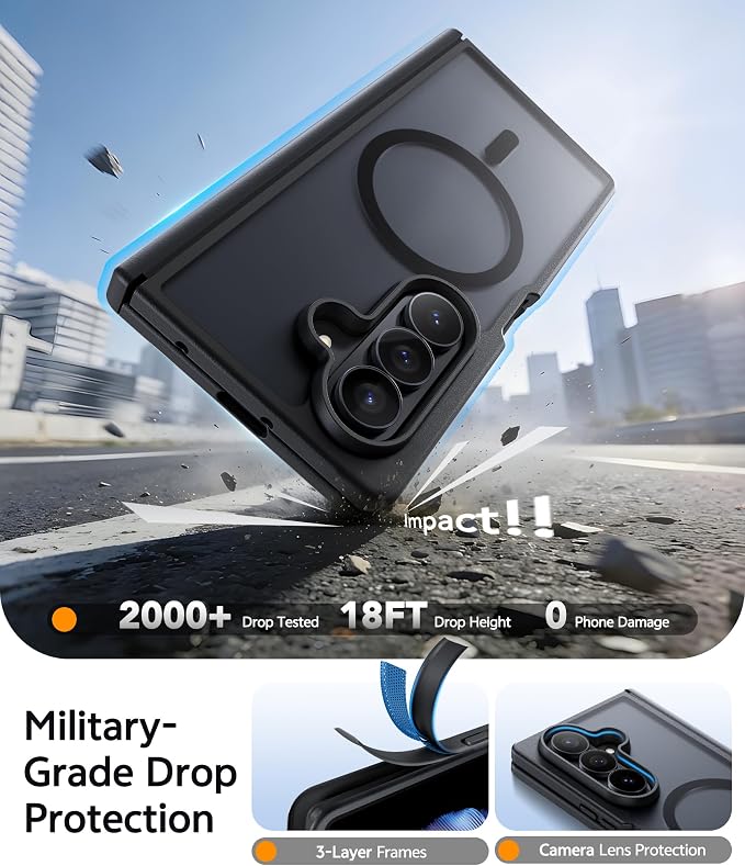 FNTCASE for Samsung Galaxy Z Fold 7 Case: Translucent Matte Cases Military - Image 4