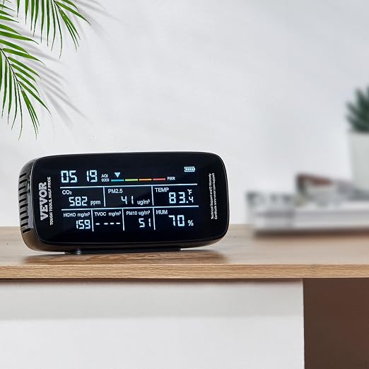 VEVOR Air Quality Monitor 9-in-1, Temperature, Formaldehyde TVOC AQI Tester - Image 8