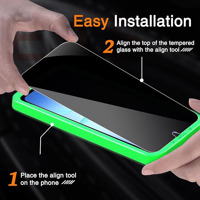 Wiaocit 3 Pack Tempered Glass Privacy Screen Protector - Image 3