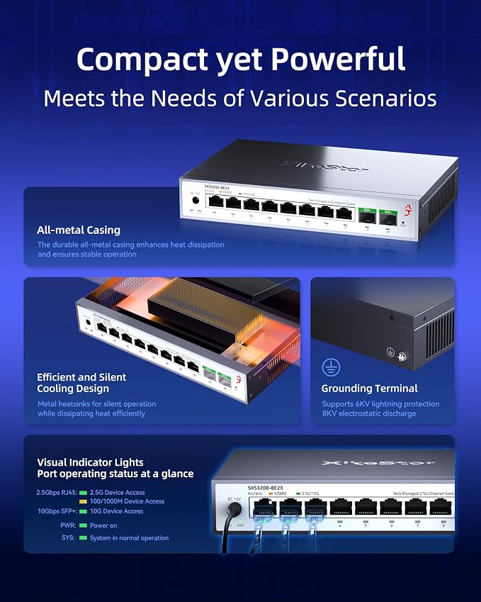 10-Port 2.5G Web Managed Ethernet Switch, Support LACP/VLAN/QoS/STP/IGMP - Image 3
