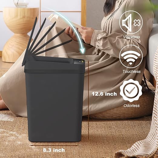Yatmung 2 Pack - Skinny Trash Bin Sensor Motion 2.5 Gallon Touchless Bathroom - Image 4