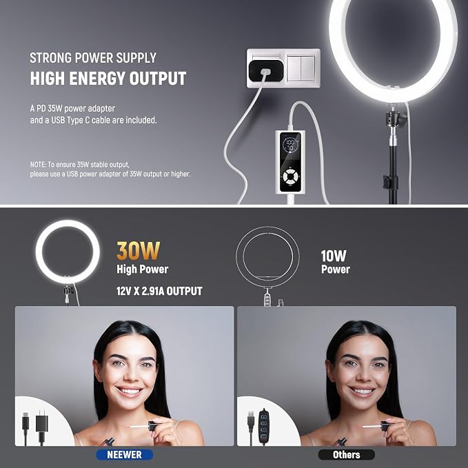 NEEWER RH12B Pro 12" 30W High Power LED Ring Light - Image 5