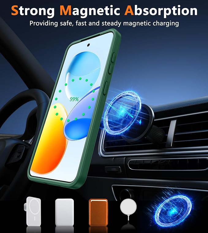 FNTCASE for Samsung Galaxy S25 Case: Magnetic Translucent Matte Shockproof Slim - Image 3