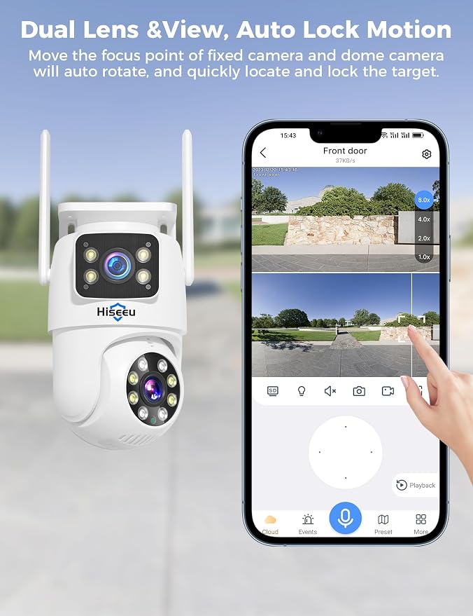 Hiseeu Wireless Security Camera, 5G/2.4G WiFi, Dual Lens View, Pan-Tilt- Zoom - Image 8