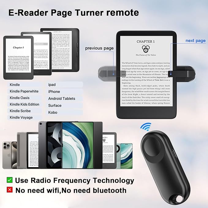 RF Remote Control Page Turner for Kindle Paperwhite Accessories Ipad Reading - Image 6