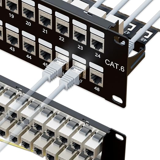 iwillink 10Gbps Patch Panel 48 Port, RJ45 Through Coupler 2U Cat6 Shielded by IWILLINK