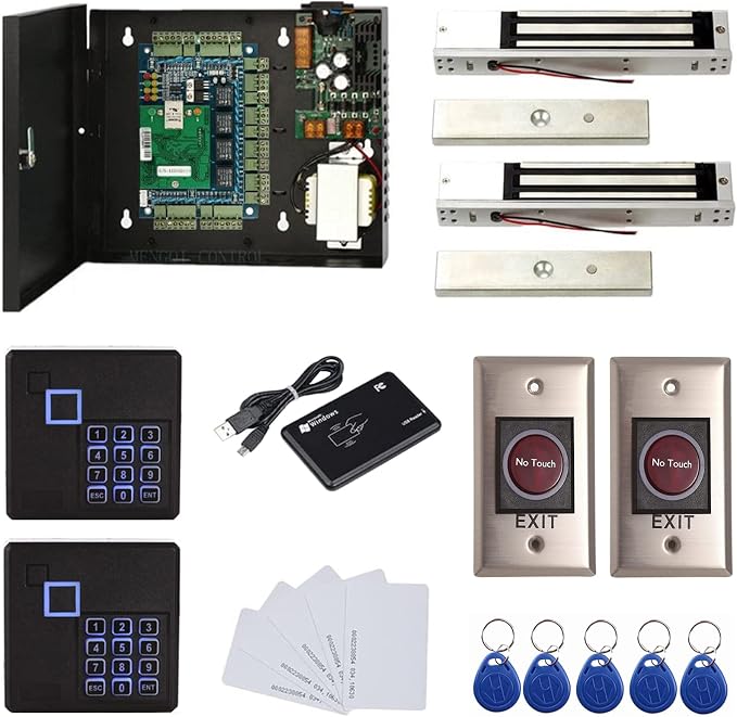 2 Door Access Control Board System 600lbs Electromagnetic Lock Infrared NoTouch by MENGQI-CONTROL