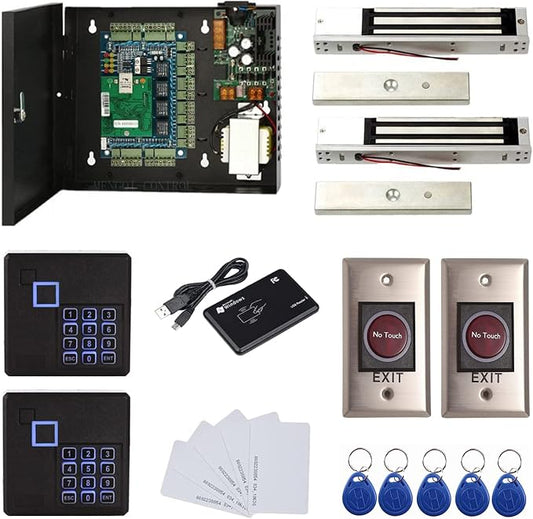 2 Door Access Control Board System 600lbs Electromagnetic Lock Infrared NoTouch by MENGQI-CONTROL