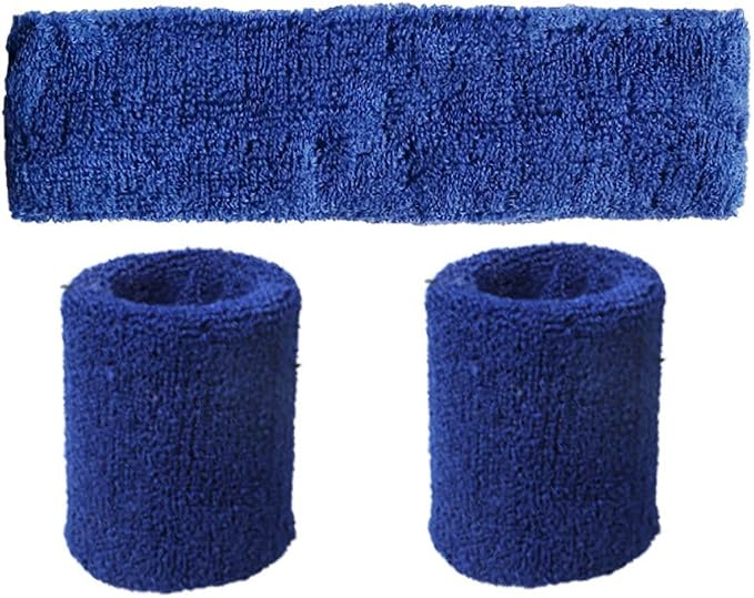 Song Qing Women 80s Dance Plain Ribbed Running Headband Wristbands Knit Crochet - Image 3