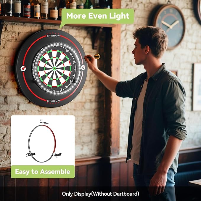 STASUN 360° Dartboard Ring Light, Dimmable Magnetic LED Dart Board Lighting - Image 2