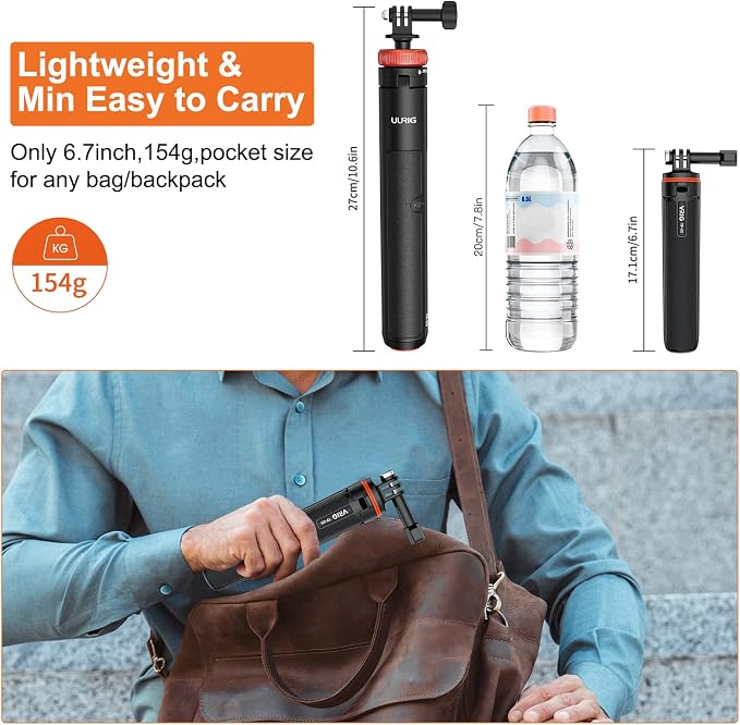 VRIG 20.1" Mini Extendable Gopro Tripod, Portable Selfie Stick Tripod - Image 5