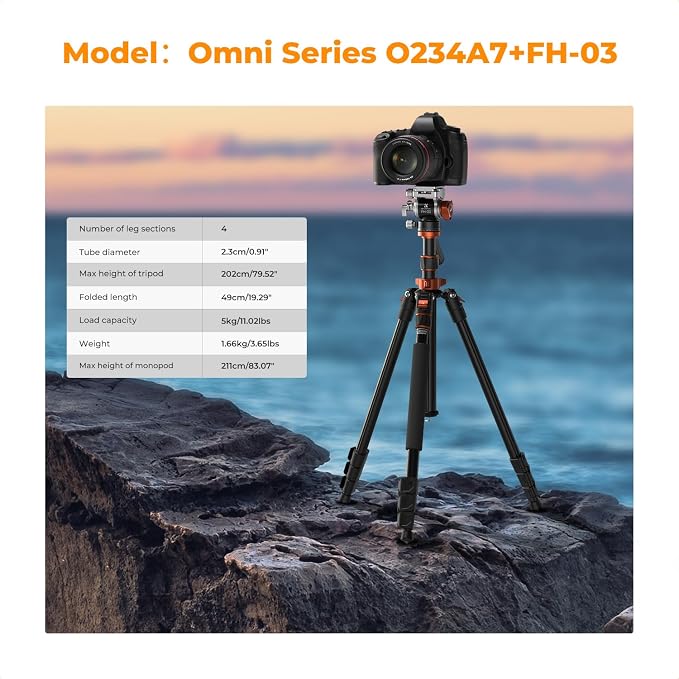 K&F CONCEPT 83" Camera Video Tripod - Image 2