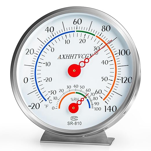 Indoor Outdoor Thermometer Hygrometer, Large Dial Waterproof Wall Mount by AXHHTVCGY