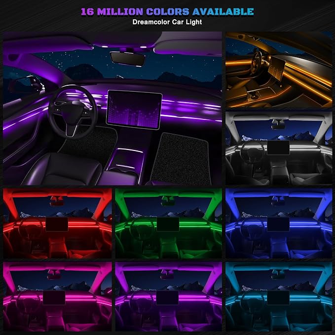 RGB Acrylic Interior Car LED Strip Light - Image 3