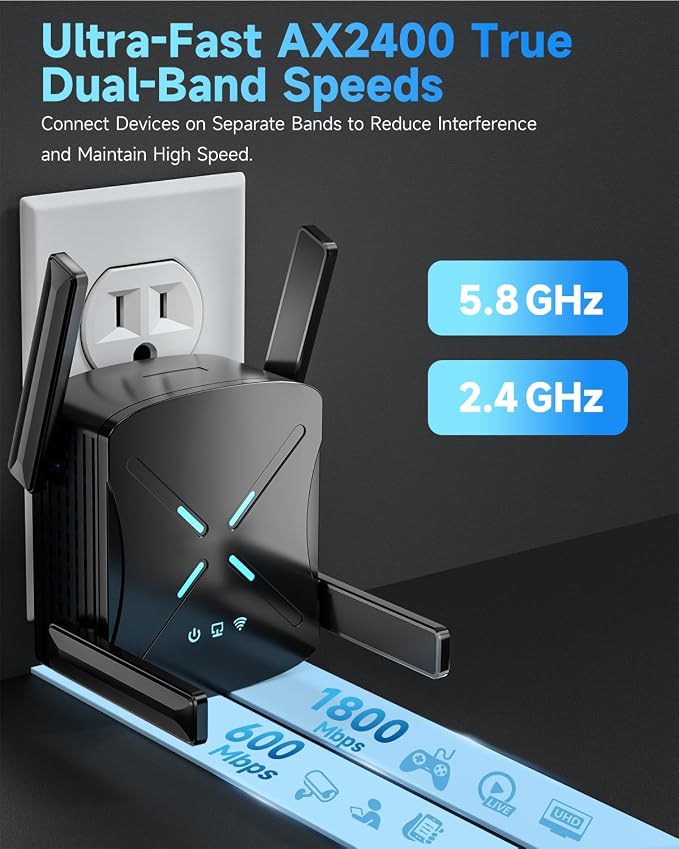2026 WiFi Extender, New Gen Wi-Fi 6 Signal Booster Range up to 18, 888 sq.ft - Image 6
