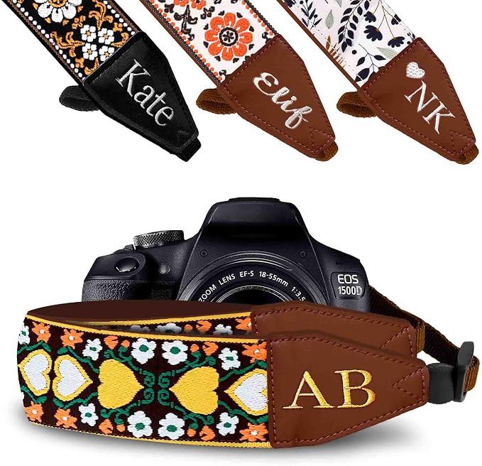 Art Tribute Personalized Camera Strap Colorful Hearts by ArtTribute
