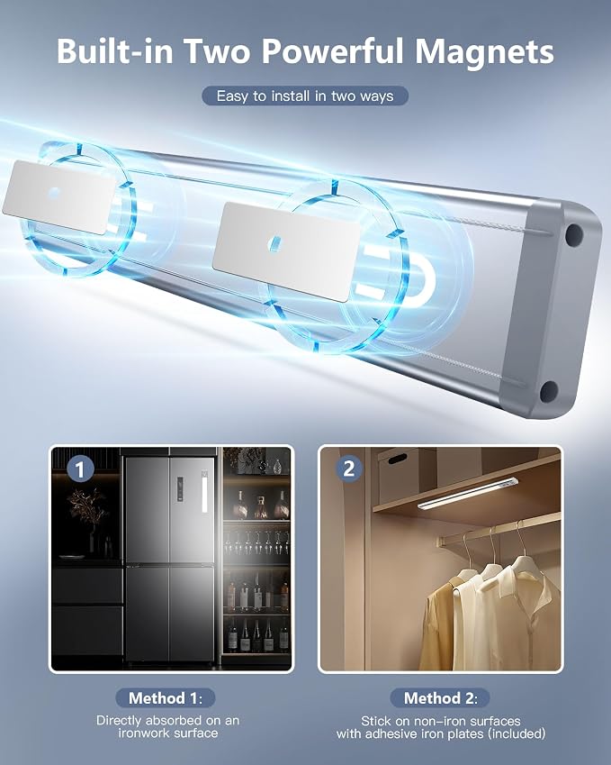 OTWKAY 10.5inch Under Cabinet Lighting, Rechargeable Closet Light - Image 6
