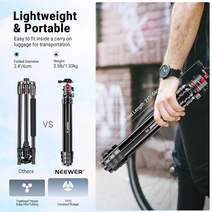 NEEWER Basics 66.5"/169 cm Travel Tripod - Image 2