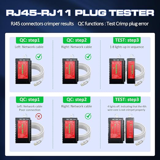 NF468S Network Cable Tester, RJ11 RJ12 RJ45 Ethernet Tester - Image 4