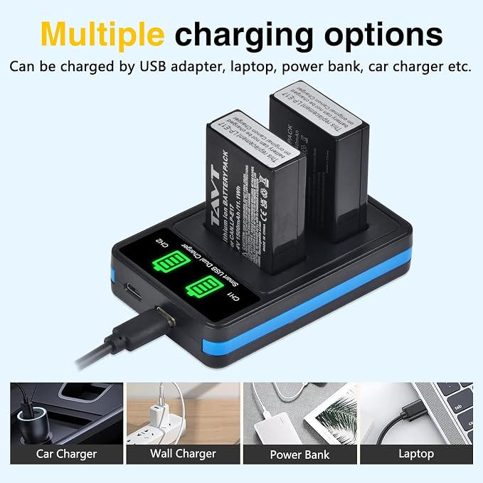 2Pcs 1500mAh LP-E17 Batteries+LED Rapid Dual Charger, Repacement Battery - Image 7