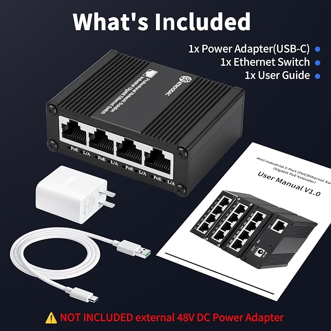 5 Ports Gigabit PoE Passthrough Mini Ethernet Switch 1 PoE++ Uplink in @90W 4 - Image 8