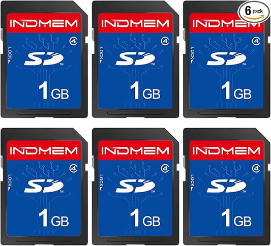 INDMEM SD Card 1GB, 6 Packs Class 4 1GB Flash Memory Card MLC Standard Secure by READYXIO