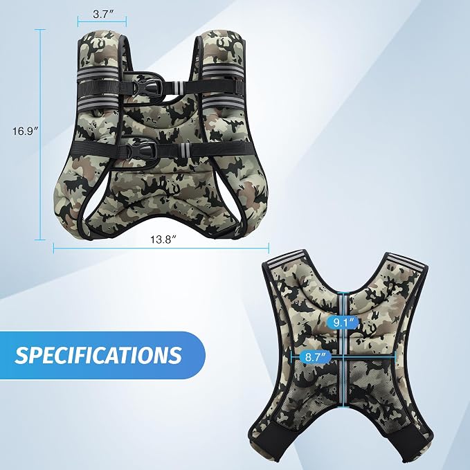ZELUS Weighted Vest, 6lb/8lb/12lb/16lb/20lb/25lb/30lb Weight Vest - Image 8