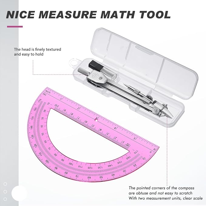 EBOOT Student Geometry Math Set, Drawing Compass and 6 Inch Swing Arm - Image 2
