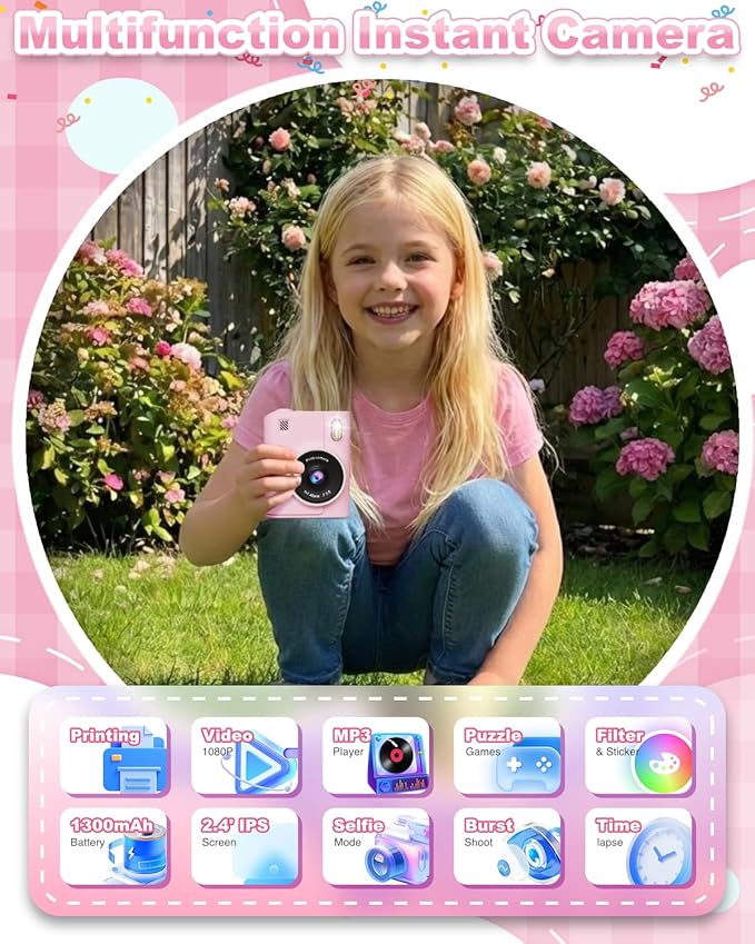 Instant Print Camera for Kids, 1080P Instant Digital Print Cameras for Toddler - Image 2
