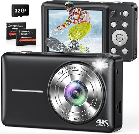 Digital Camera 4K, Compact Point and Shoot Digital Camera by CAMKORY