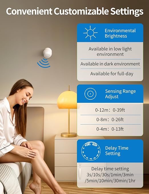 Wireless Motion Sensor Outlet Kit, 2 Sensor & 1 Outlet, Plug-N-Play PIR Motion - Image 9