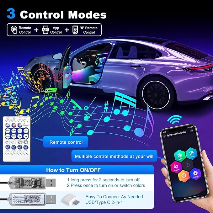 Dreamcolor Acrylic Interior Car LED Strip Light - Image 2