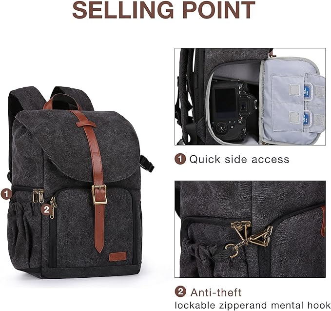 BAGSMART Camera Backpack, DSLR SLR Waterproof Camera Bag, Anti-Theft - Image 4