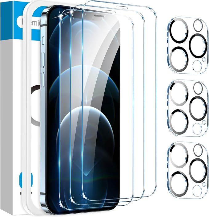 Fotbor [3+3 Pack for iPhone 12 Pro Max Screen Protector by Fotbor