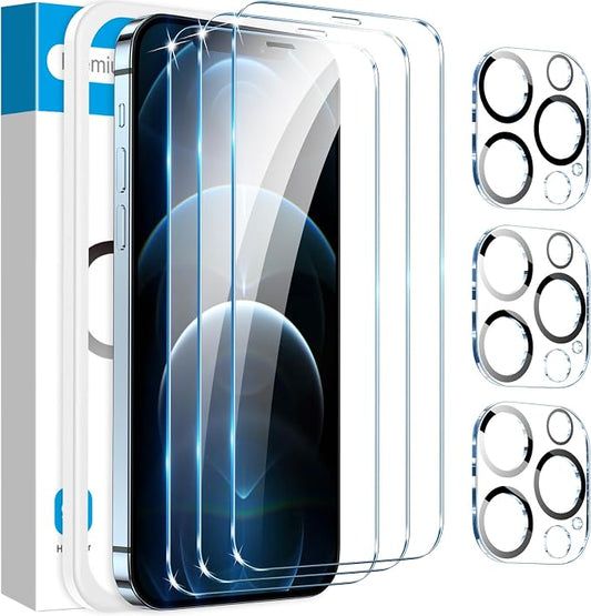 Fotbor [3+3 Pack for iPhone 12 Pro Max Screen Protector by Fotbor