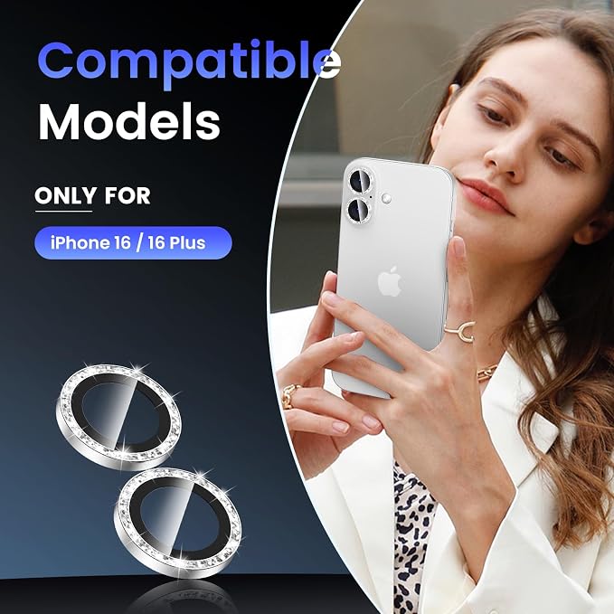 Tensea for iPhone 16 / iPhone 16 Plus Camera Lens Protector, 9H Tempered Glass - Image 2