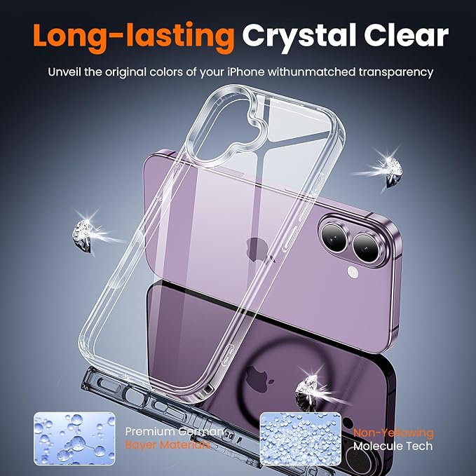 toushion 3 in 1 for iPhone Case Clear, Shockproof for iPhone 17, Transparent - Image 4