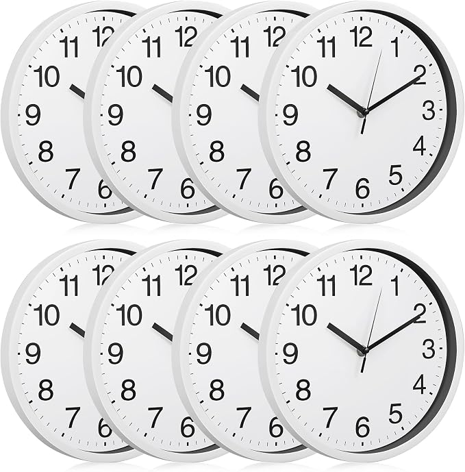 Inbagi 8 Pcs Wall Clock Large Silent Battery Operated Wall Clocks Modern Non by Inbagi